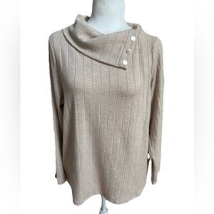 Rafaella Women's Cowl Neck Top Beige NWT Size Large